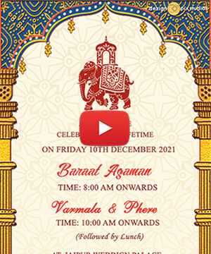 Traditional Rajasthani Wedding Invitation Video with Cartoon Animation