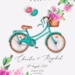 Wedding, Save the Date, Birds, Bicycle, Floral, Watercolor, Birds