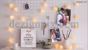 Short Wedding Invitation Video with Wedding Details and Couple Pics In Modern Background